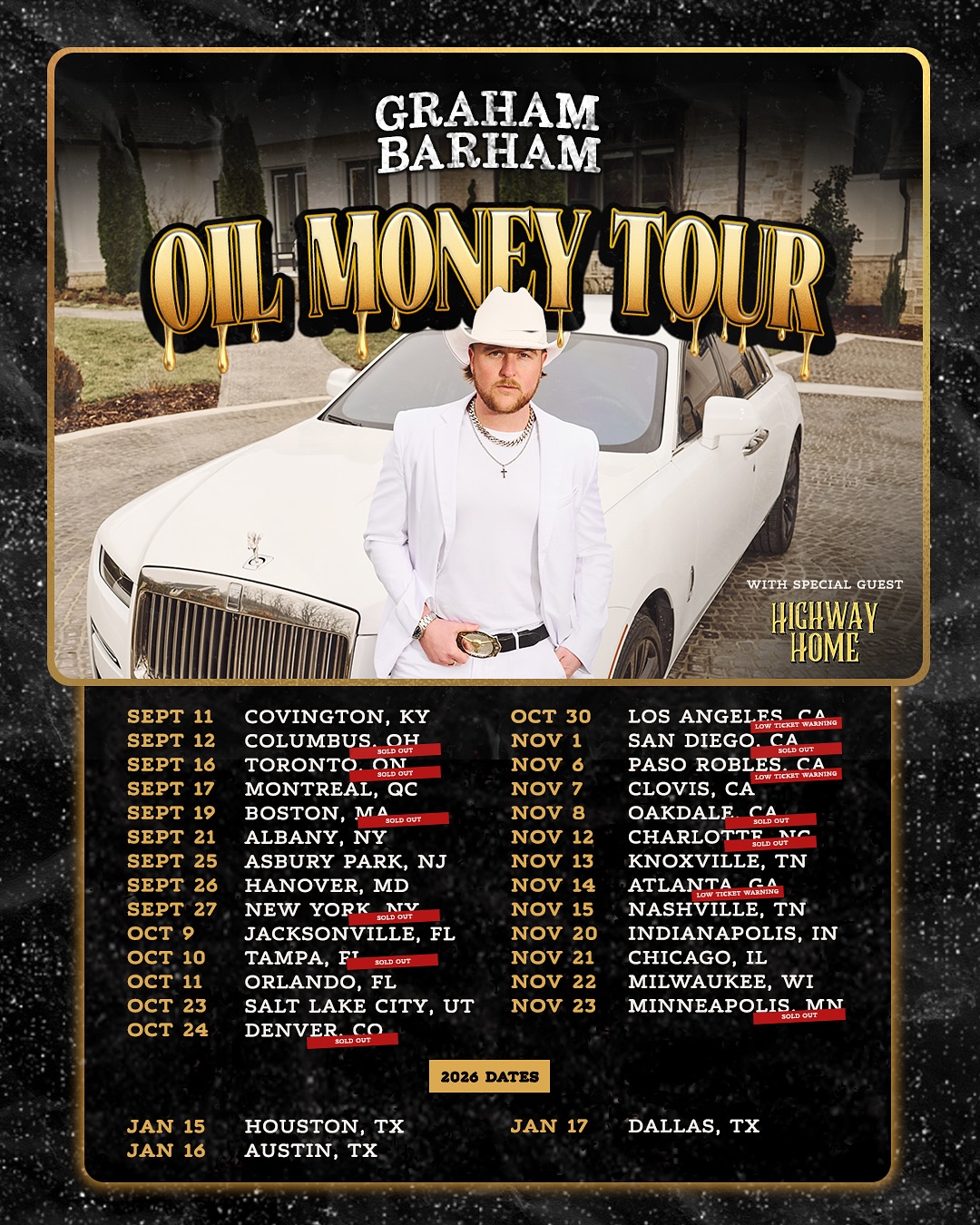 Graham Barham Oil Money Tour Poster 2026